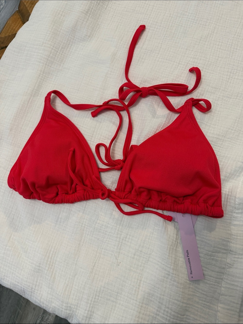 wild fable Red Ribbed Triangle Bikini Top